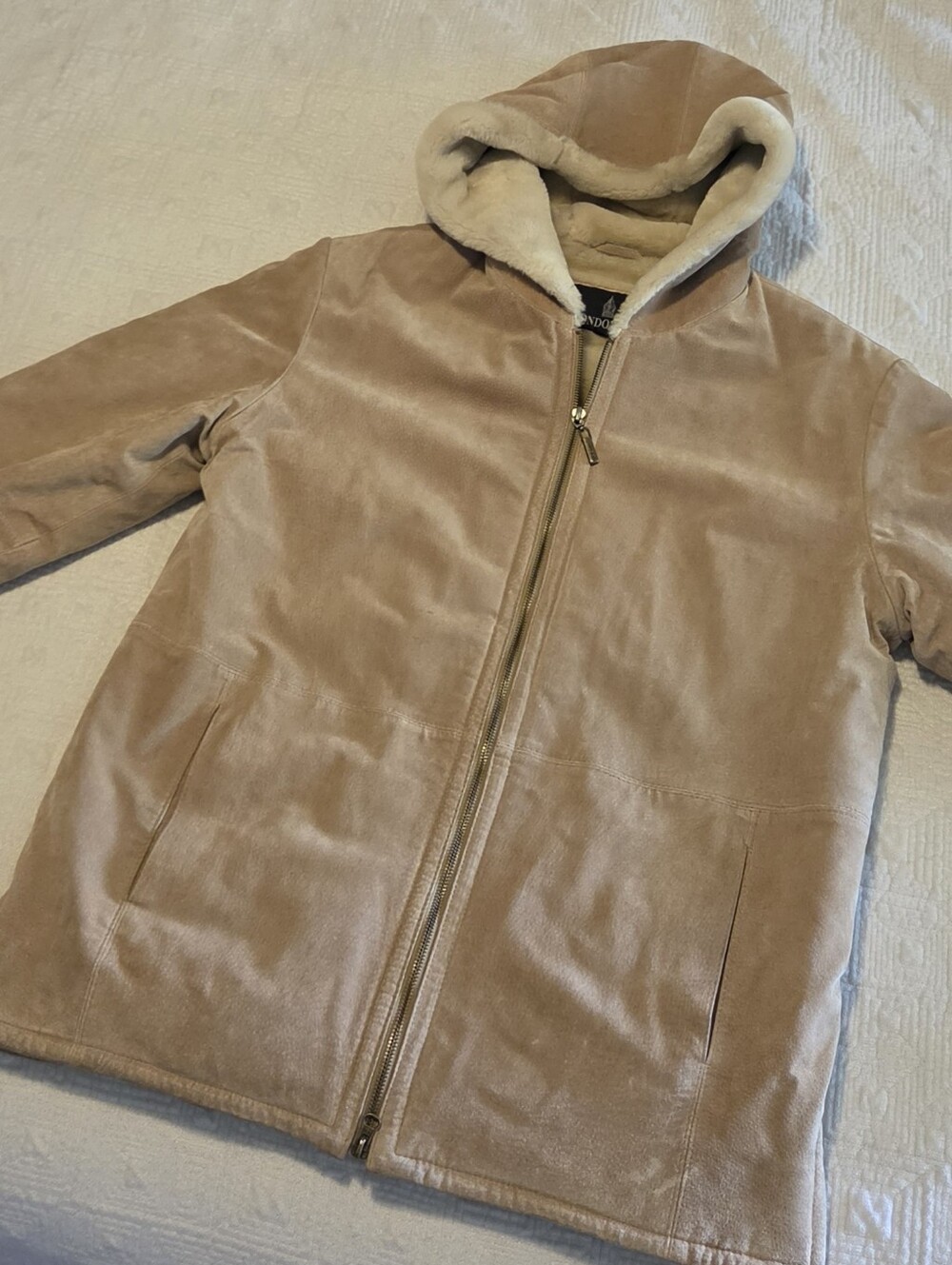 Vintage London Fog Genuine Suede Leather Hooded Jacket, Size Medium